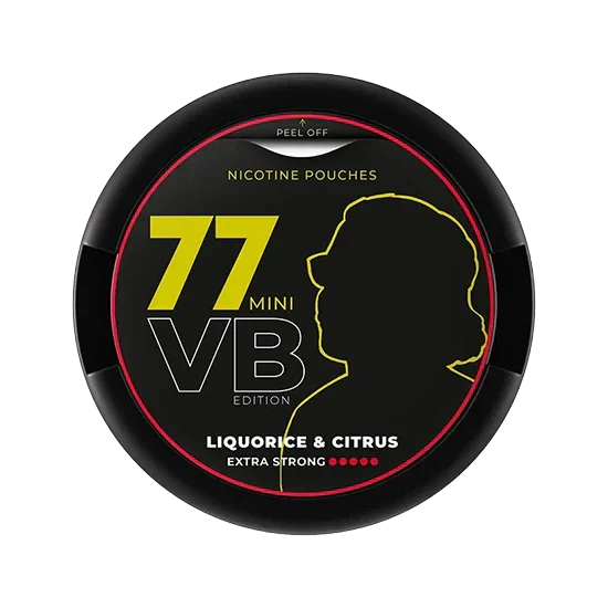 77 VB Edition Liquorice Citrus Mini - 10mg - zesty, bold liquorice, citrus flavour, all-white nicotine pouch by Luna Corporate