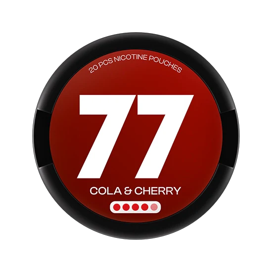77 Cola & Cherry - 15.6mg - zesty Cola, Cherry flavour, all-white nicotine pouch by Luna Corporate