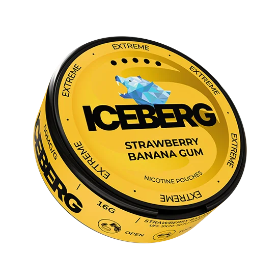 ICEBERG Strawberry Banana Gum Extreme - 50mg slim nicotine pouch can