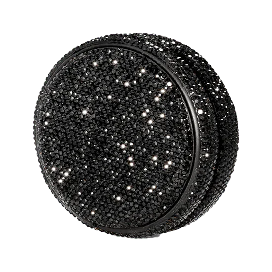 sparkling kelly white nightclub kelly refill case adorned with black glittering glass stones.