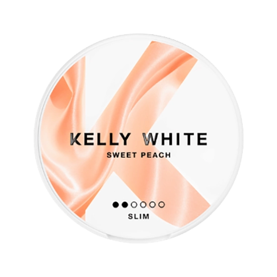 KELLY WHITE Sweet Peach all-white nicotine pouch, Sweet Peach flavour