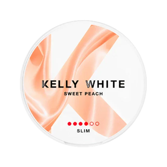 KELLY WHITE Sweet Peach Strong all-white nicotine pouch, Sweet Peach flavour