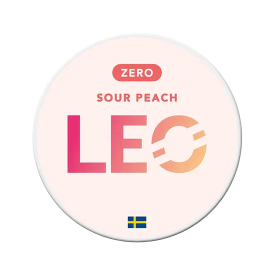 LEO Sour Peach Zero slim pouches, flavour: Peach, Sour
