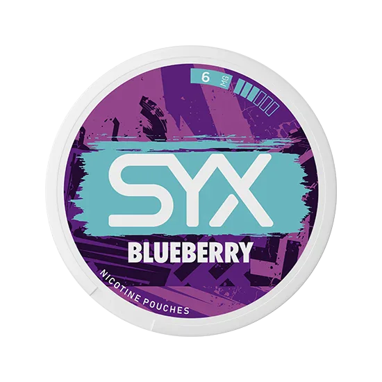 SYX Blueberry Medium Blueberry slim all-white nicotine pouch can