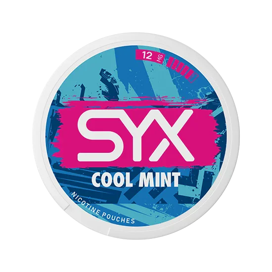SYX Cool Mint Strong Mint slim all-white nicotine pouch can