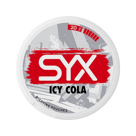 SYX Icy Cola Extra Strong Cola & Mint slim all-white nicotine pouch can