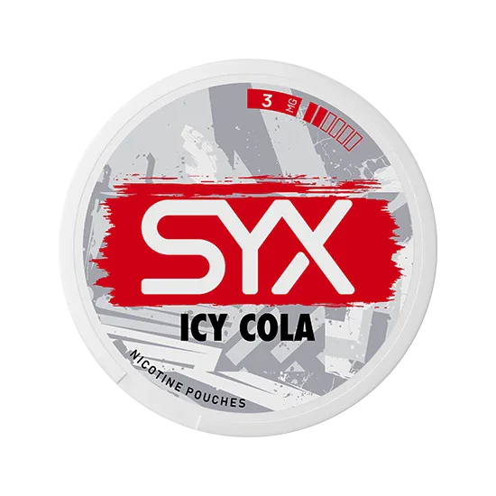 SYX Icy Cola Low Cola & Mint slim all-white nicotine pouch can