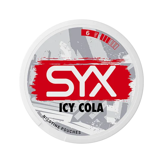 SYX Icy Cola Medium Cola & Mint slim all-white nicotine pouch can