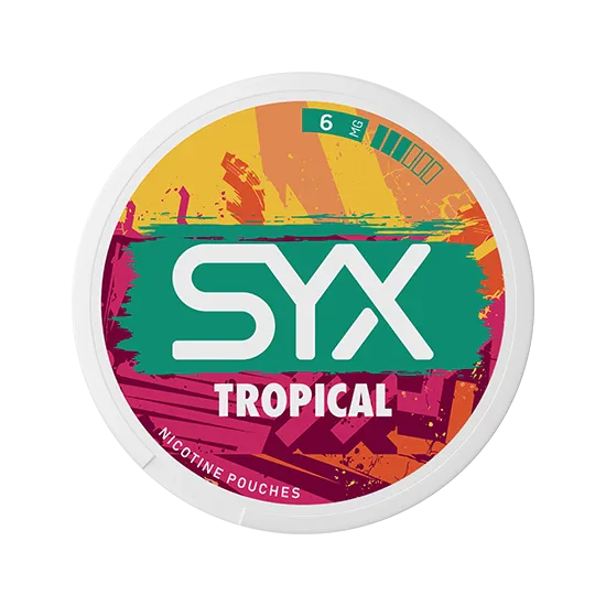 SYX Tropical Medium Tropical slim all-white nicotine pouch can