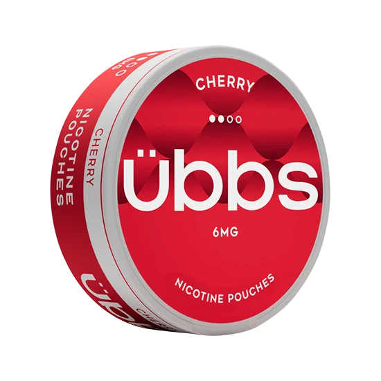 UBBS Cherry Regular all-white nicotine pouch can by RV Karma Limited