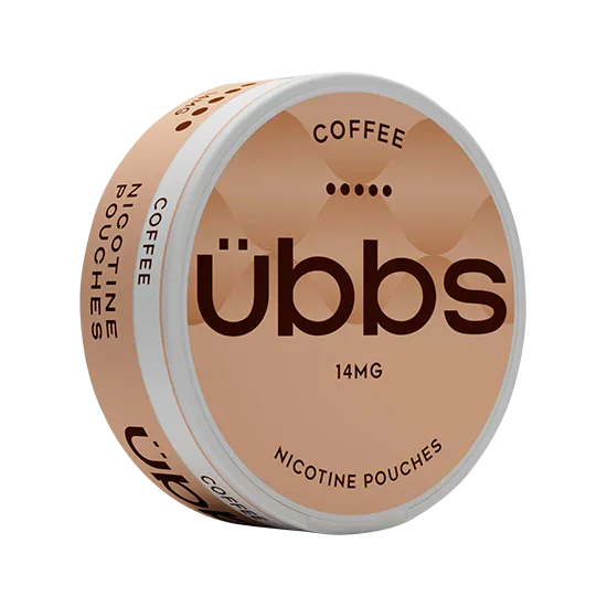 UBBS Coffee Max all-white nicotine pouch can by RV Karma Limited