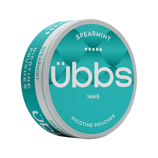 UBBS Spearmint Max all-white nicotine pouch can by RV Karma Limited