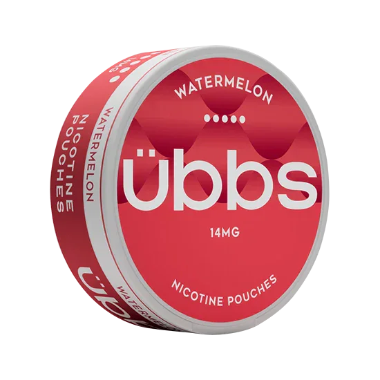 UBBS Watermelon Max all-white nicotine pouch can by RV Karma Limited