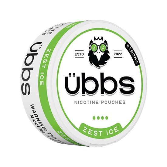 UBBS Zest Ice Strong all-white nicotine pouch can by RV Karma Limited