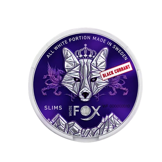 WHITE FOX Black Currant 12mg black currant flavour slim nicotine pouch can