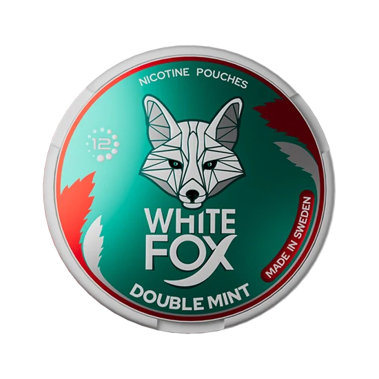 WHITE FOX Double Mint Intense all-white nicotine pouch by GN Tobacco, mint flavour, slim pouches