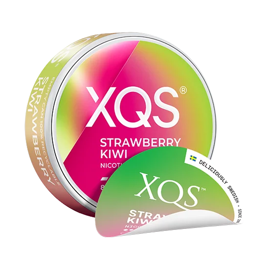 XQS Strawberry Kiwi - 8mg slim nicotine pouch can with strawberry, kiwi flavour