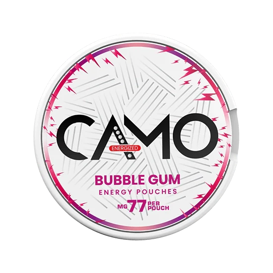 CAMO Bubble Gum (77mg Caffeine) - zesty, bold bubble gum flavour, all-white energy pouch by Global Snus