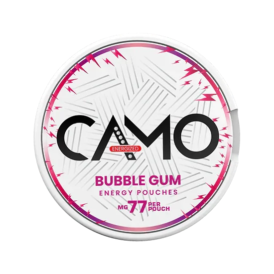 CAMO Bubble Gum (77mg Caffeine) - zesty, bold bubble gum flavour, all-white energy pouch by Global Snus