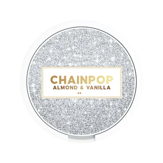CHAINPOP Almond Vanilla - 9mg - zesty, bold almond, vanilla flavour, all-white nicotine pouch by Chainpop AB