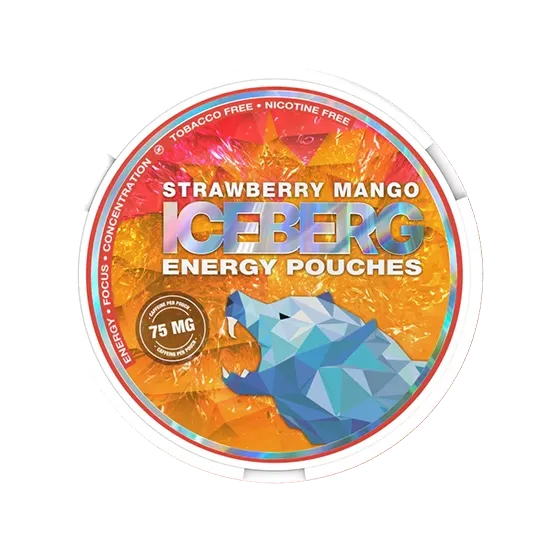ICEBERG Energy Strawberry Mango (75mg Caffeine) - zesty, bold strawberry, mango flavour, all-white energy pouch by ICEBERG Sp. z o.o