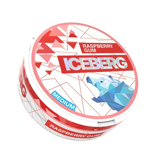 ICEBERG Raspberry Gum Medium - 12mg - zesty, bold raspberry, gum flavour, all-white nicotine pouch by ICEBERG Tobacco Sp. z o.o