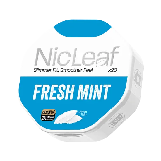 NICLEAF Fresh Mint High all-white nicotine pouch can by Pillbox 38 (UK) Ltd