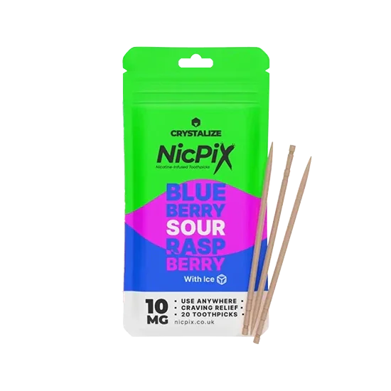 NicPix Blueberry Sour Raspberry - crisp blueberry, sour raspberry flavour, crystalised nicotine toothpicks by Drip Hacks
