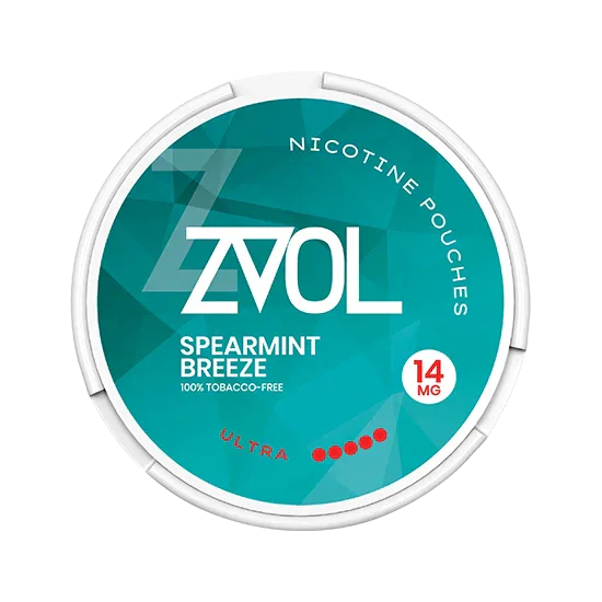 ZVOL Spearmint Breeze - 14mg - zesty, bold spearmint flavour, all-white nicotine pouch by