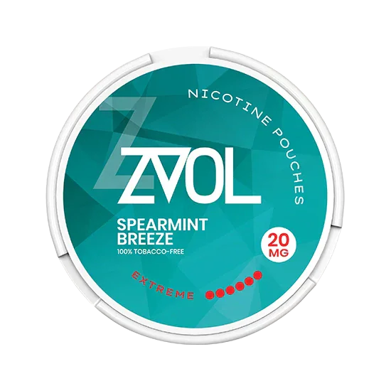 ZVOL Spearmint Breeze - 20mg - zesty, bold spearmint flavour, all-white nicotine pouch by