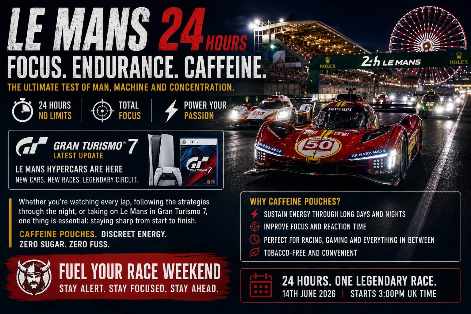 Le Mans, Gran Turismo 7 and the Longest 24 Hours of the Year: Why Caffeine Matters This Weekend