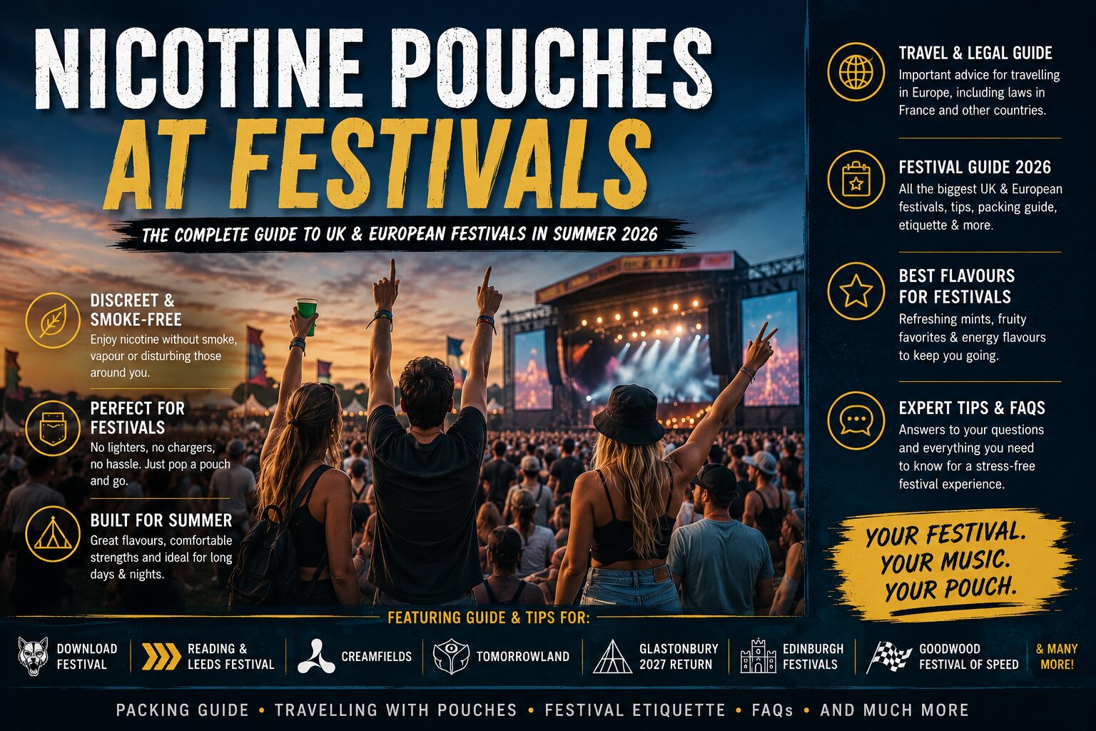 Nicotine Pouches at Festivals: The Complete Guide to UK and European Festivals in Summer 2026