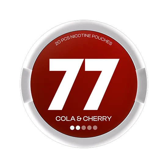 77 Cola & Cherry - 5.2mg - smooth Cola, Cherry flavour, all-white nicotine pouch by Luna Corporate