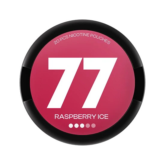 77 Raspberry Ice - 10.4mg - fresh Raspberry flavour, all-white nicotine pouch by Luna Corporate