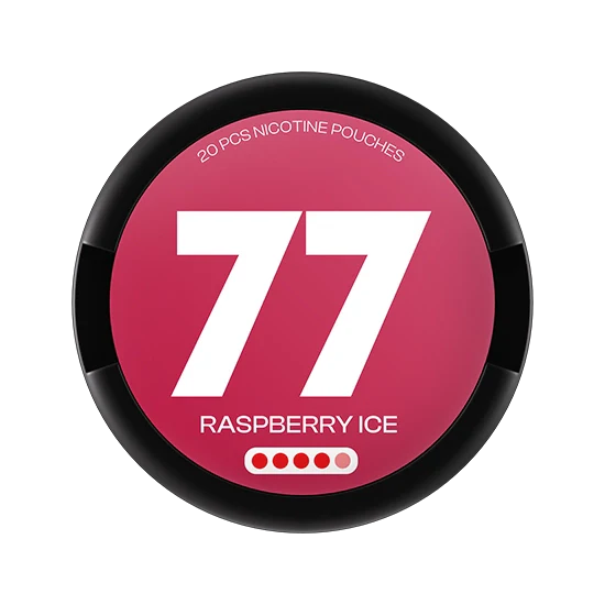 77 Raspberry Ice - 15.6mg - smooth Raspberry flavour, all-white nicotine pouch by Luna Corporate