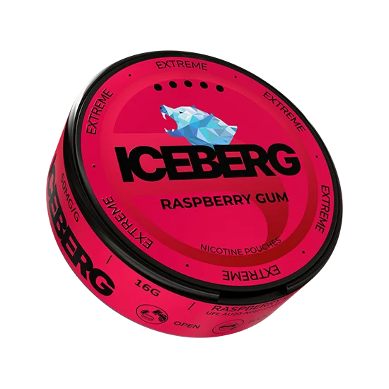 ICEBERG Raspberry Gum Extreme - 50mg slim nicotine pouch can