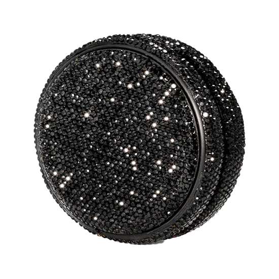 sparkling kelly white nightclub kelly refill case adorned with black glittering glass stones.