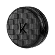 elegant kelly white weekend kelly refill case crafted from black woven leather with a checkered texture.