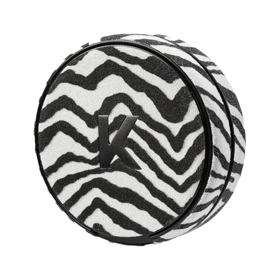 stylish zebra-patterned kelly white zebra kelly refill can with a bold black-and-white design.