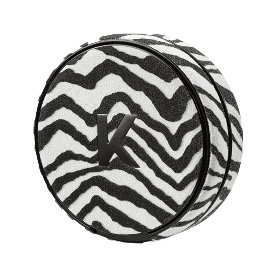 stylish zebra-patterned kelly white zebra kelly refill can with a bold black-and-white design.