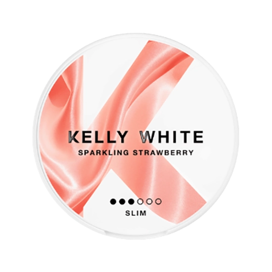 KELLY WHITE Sparkling Strawberry all-white nicotine pouch, Strawberry flavour