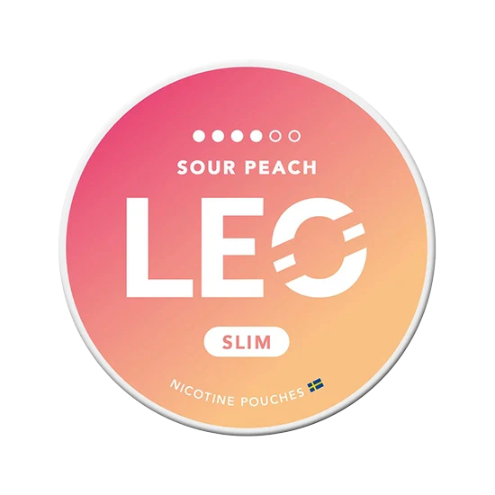 LEO Sour Peach slim pouches, flavour: Peach, Sour