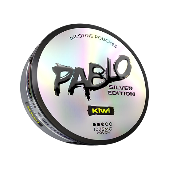 PABLO Silver Edition Kiwi - 10.15mg all-white nicotine pouch can, Kiwi flavour, Slim format