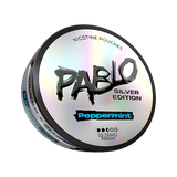 PABLO Silver Edition Peppermint - 10.15mg all-white nicotine pouch can, Peppermint flavour, Slim format