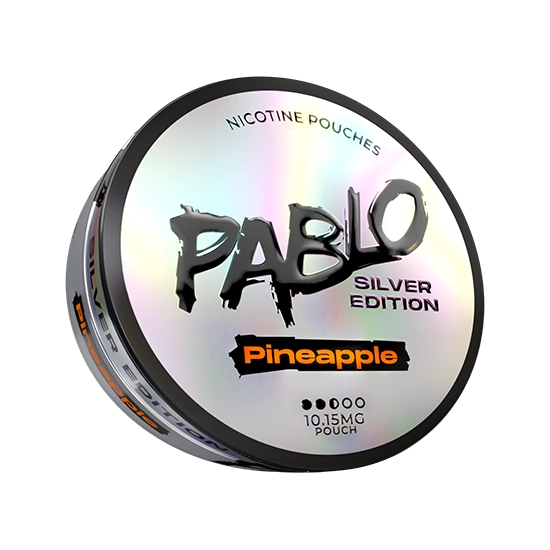 PABLO Silver Edition Pineapple - 10.15mg all-white nicotine pouch can, Pineapple flavour, Slim format