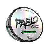 PABLO Silver Edition Spearmint - 10.15mg all-white nicotine pouch can, Spearmint flavour, Slim format