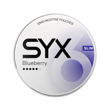 SYX Blueberry Strong Blueberry slim all-white nicotine pouch can