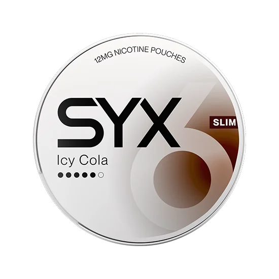 SYX Icy Cola Strong Cola & Mint slim all-white nicotine pouch can