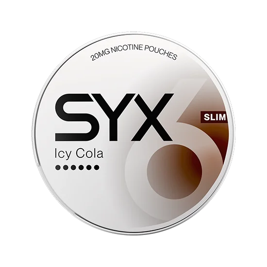 SYX Icy Cola Extra Strong Cola & Mint slim all-white nicotine pouch can
