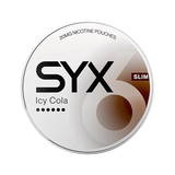 SYX Icy Cola Extra Strong Cola & Mint slim all-white nicotine pouch can
